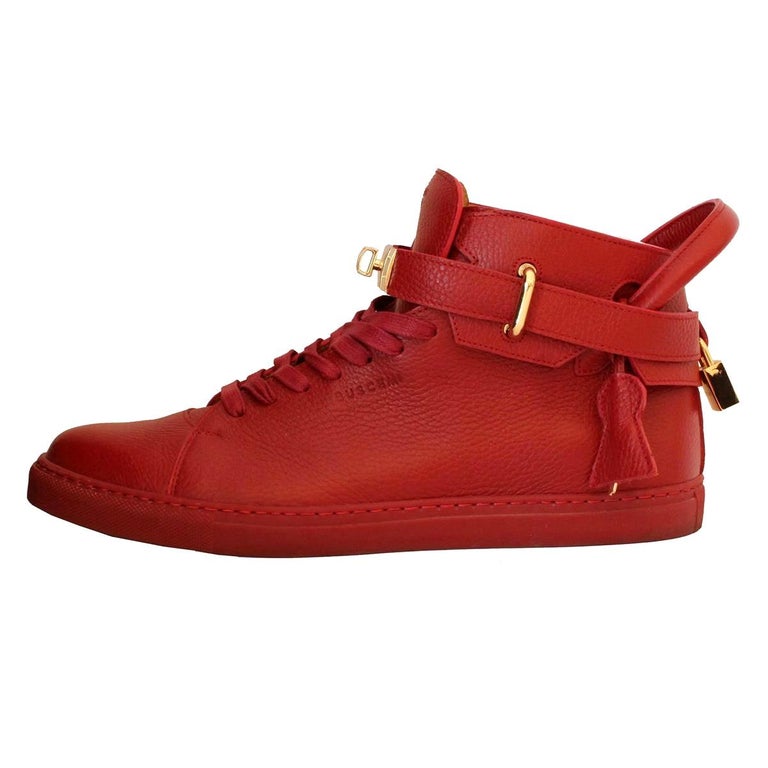 Buscemi Italy Mens Red Leather Sneakers 44 at 1stDibs