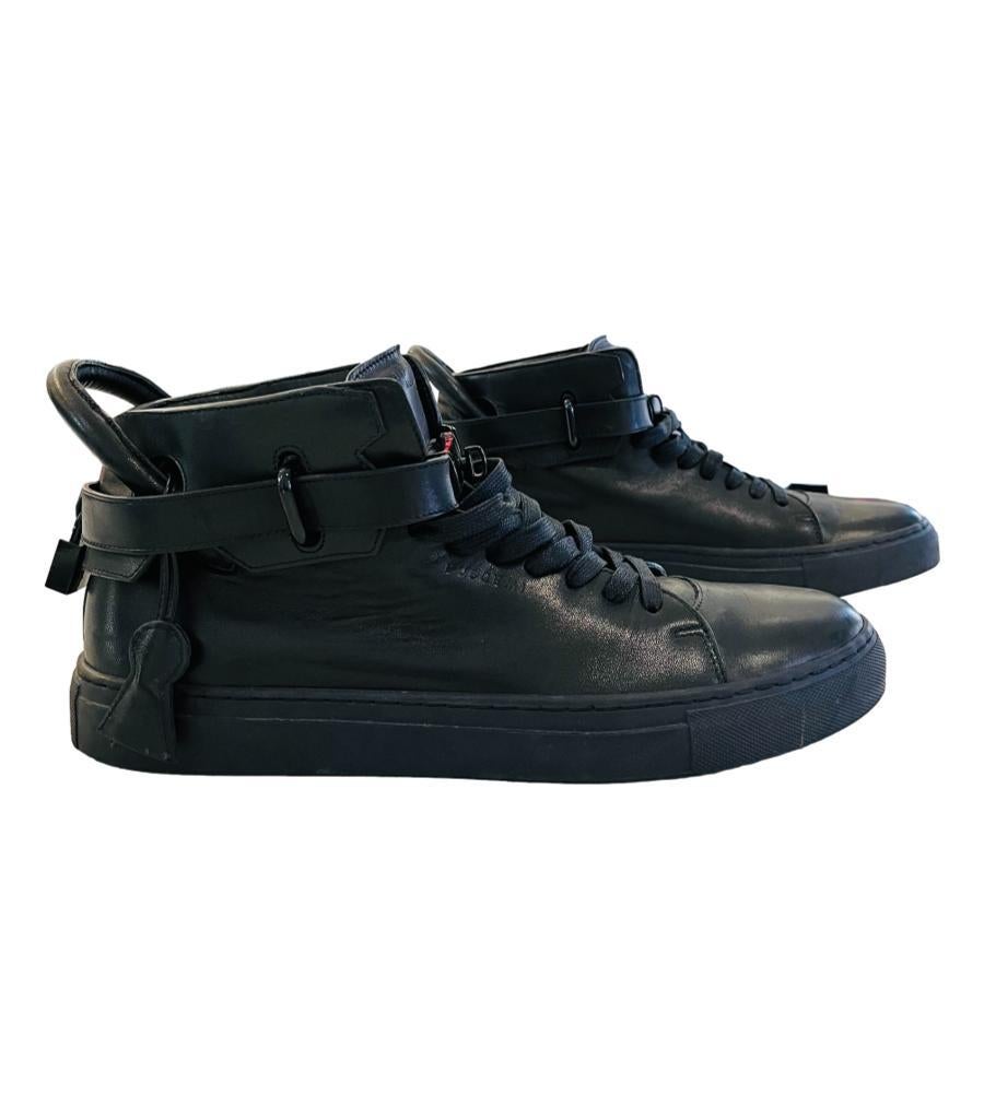 Buscemi Leather High-Top Sneakers With Padlock Detail In Excellent Condition For Sale In London, GB
