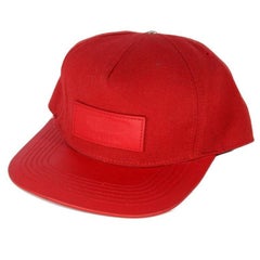 Buscemi Red Adjustable Leather Canvas Made in Italy Hat