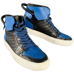 BUSCEMI Size 11 Black Blue Color Block Leather High Top Sneakers BUSCEMI Size 11 Black Blue Color Block Leather High Top Sneakers