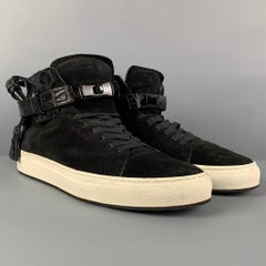 BUSCEMI Size 11 Black Embossed Suede 100MM High Top Sneakers