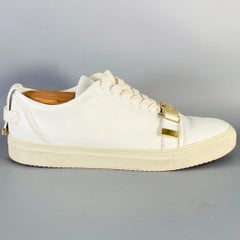 Buscemi Taglia 13 Bianco Pelle di Ciottoli Fibbia Punta Bassa Scarpe da ginnastica basse