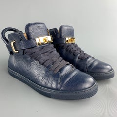 BUSCEMI Size 8 Navy Leather High Top Lace Up Sneakers