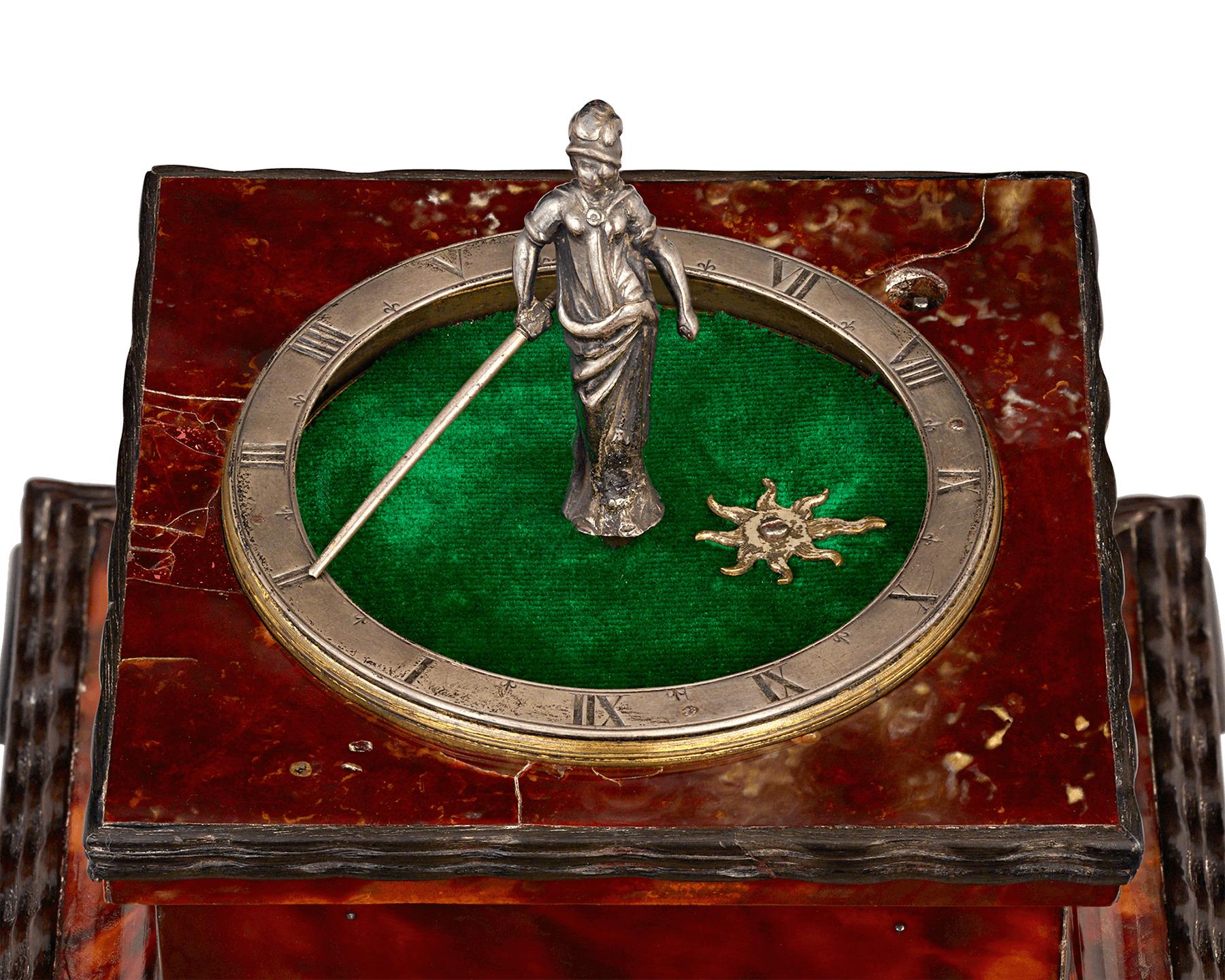 Renaissance Buschman “Minerva” German Horizontal Table Clock For Sale