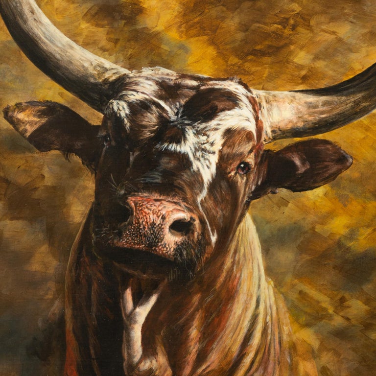 Bushwacker Rodeo Bull Original Acrylic Painting by D. Meister For Sale
