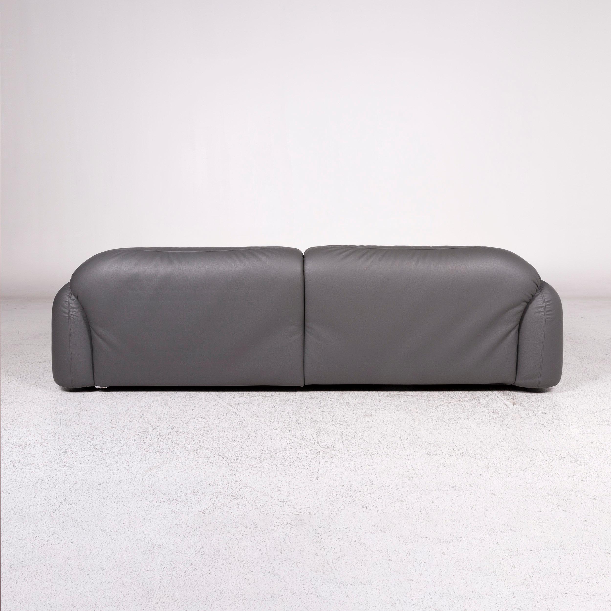 Busnelli Piumotto Leather Sofa Gray Three-Seat Marco Boga Couch 1