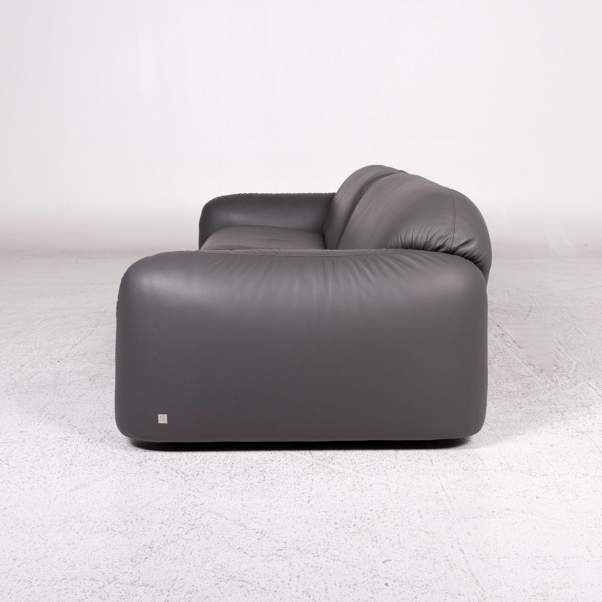 Busnelli Piumotto Leather Sofa Gray Three-Seat Marco Boga Couch 2