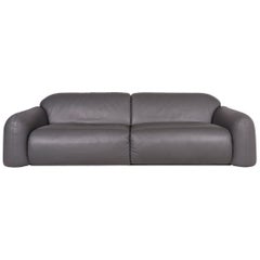 Busnelli Piumotto Leather Sofa Gray Three-Seat Marco Boga Couch