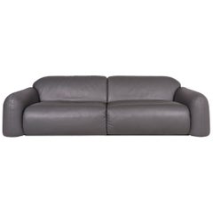 Busnelli Piumotto Leder-Sofa in Grau mit drei Sitzen Marco Boga