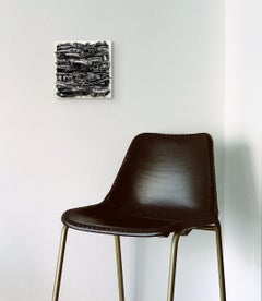 Line Drawing III – Black Abstract Relief Painting, 11 x 11 x 2 in.