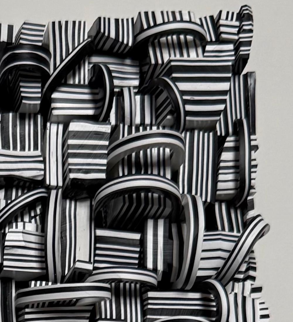 Line Drawing IV, Abstract Geometric Black and White Wall Art, 11x11 Inches For Sale 1