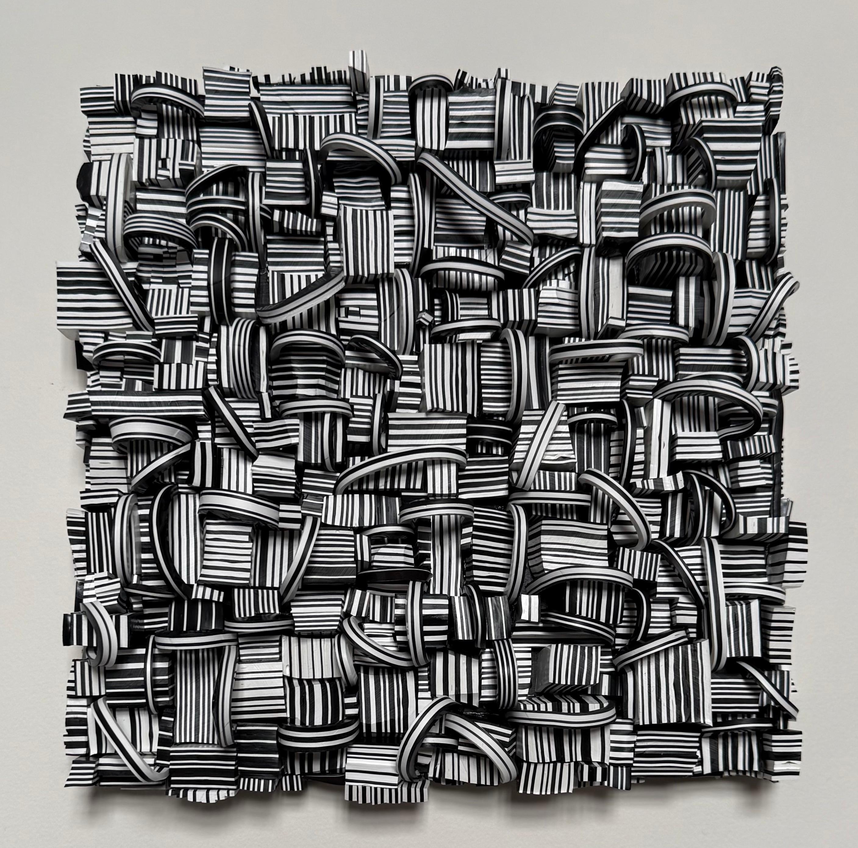 Bussie Parker Kehoe Abstract Painting - Line Drawing IV, Abstract Geometric Black and White Wall Art, 11x11 Inches