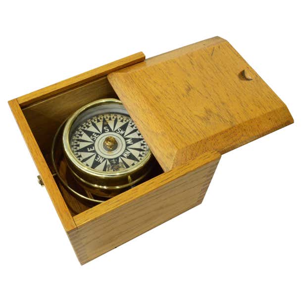 Compass Commercial Box Dry Compass in its Original Wooden Box England 19th century For Sale at ...