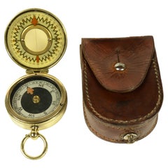 Brass nautical surveying compass from 1920 signed The Magnapole London