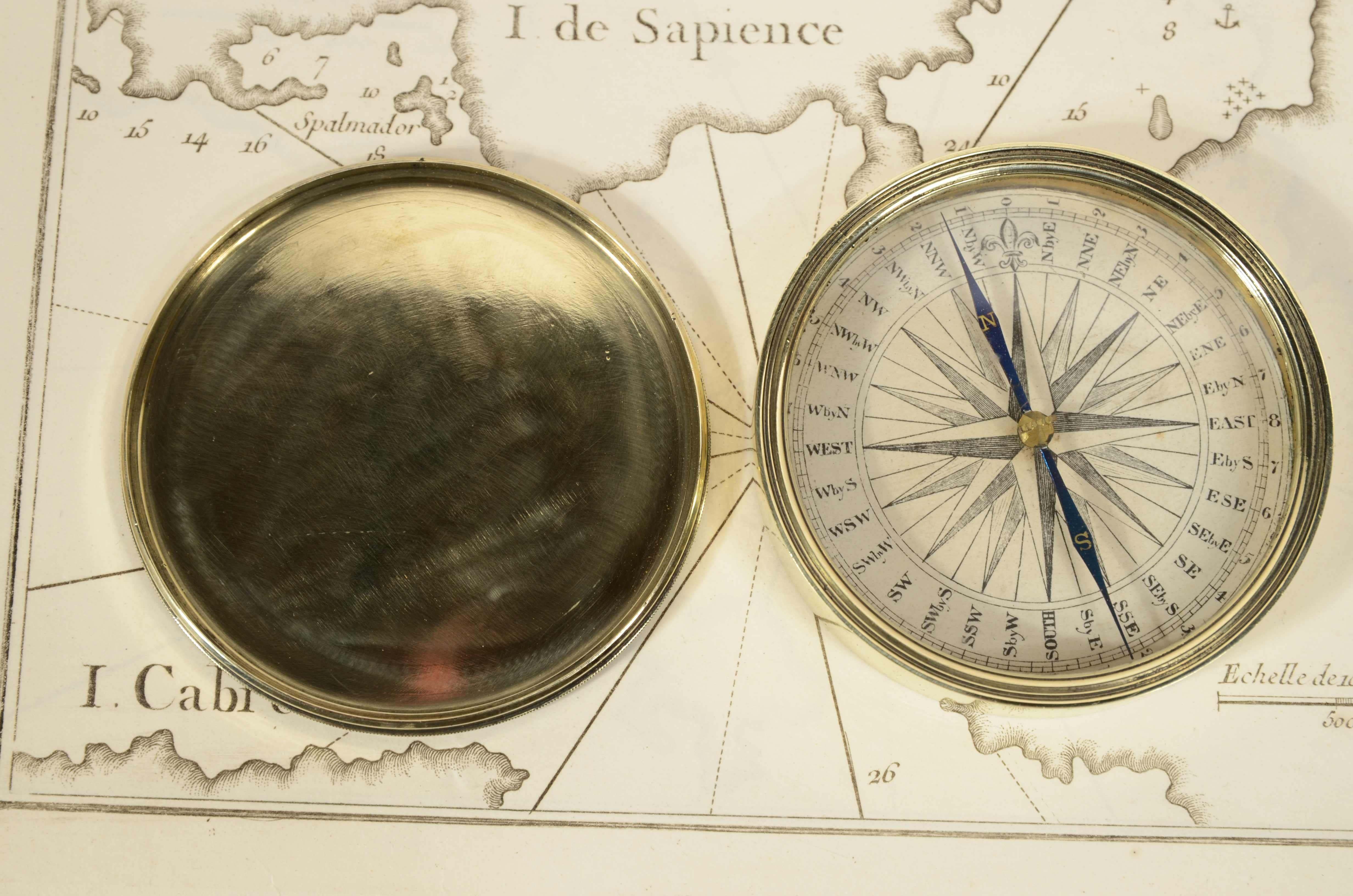 Late 19th Century Traveler's pocket compass, Victorian-era turned brass For Sale