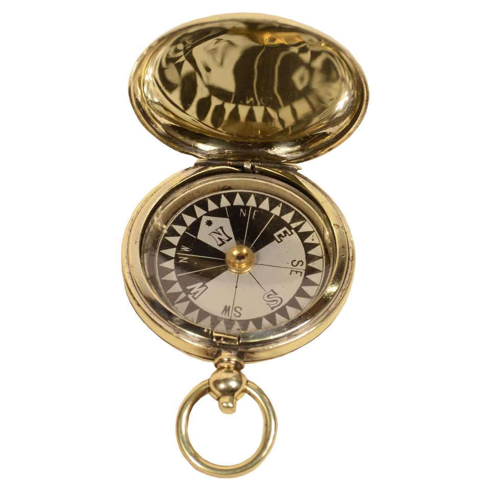 Brass and aluminum aviation compass complete with azimuth circle 1940 U ...