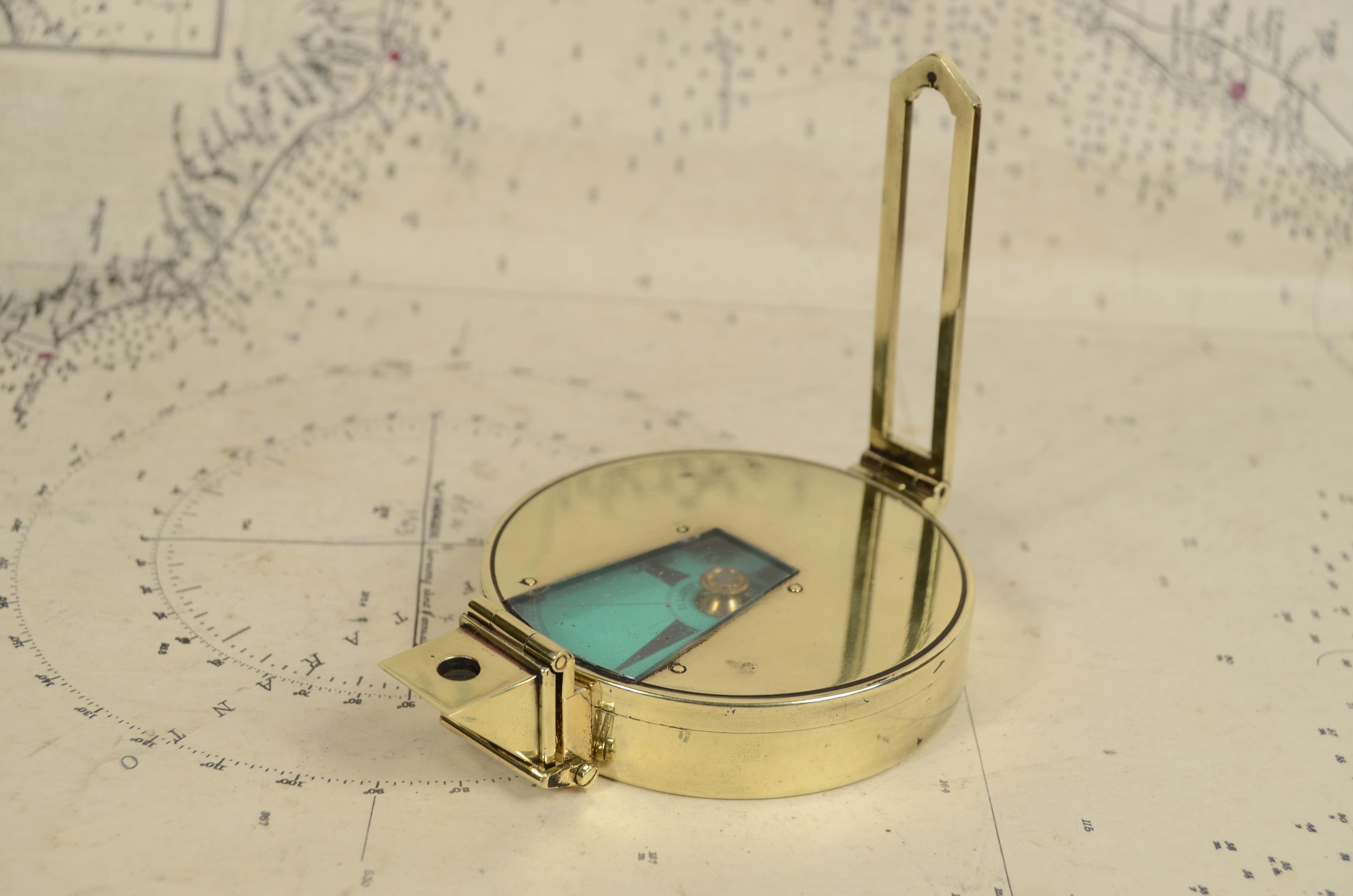 Nautical survey magnetic compass signed Elliott Bros London late 1800s For Sale 6