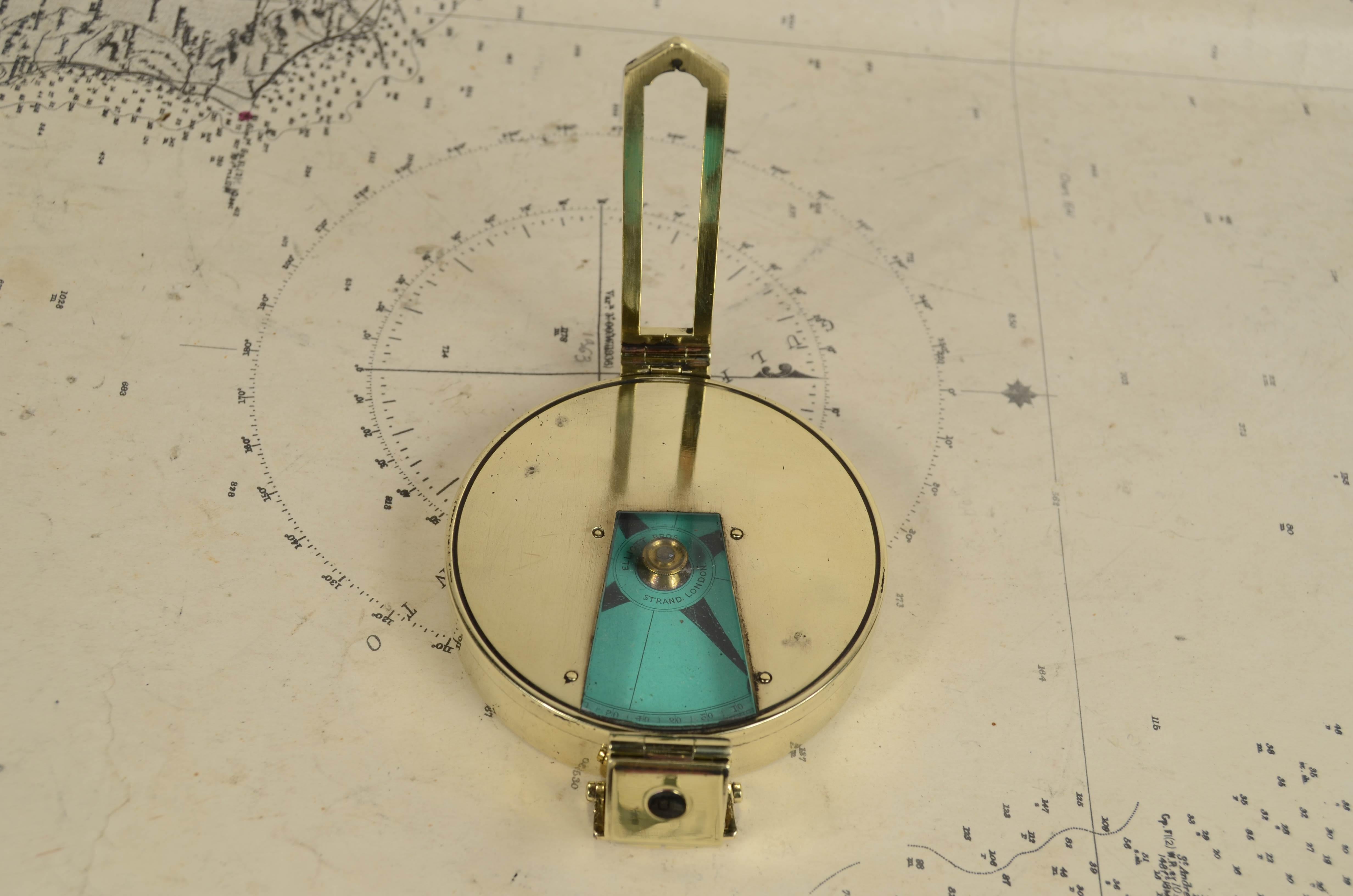 Nautical survey magnetic compass signed Elliott Bros London late 1800s In Good Condition For Sale In Milan, IT