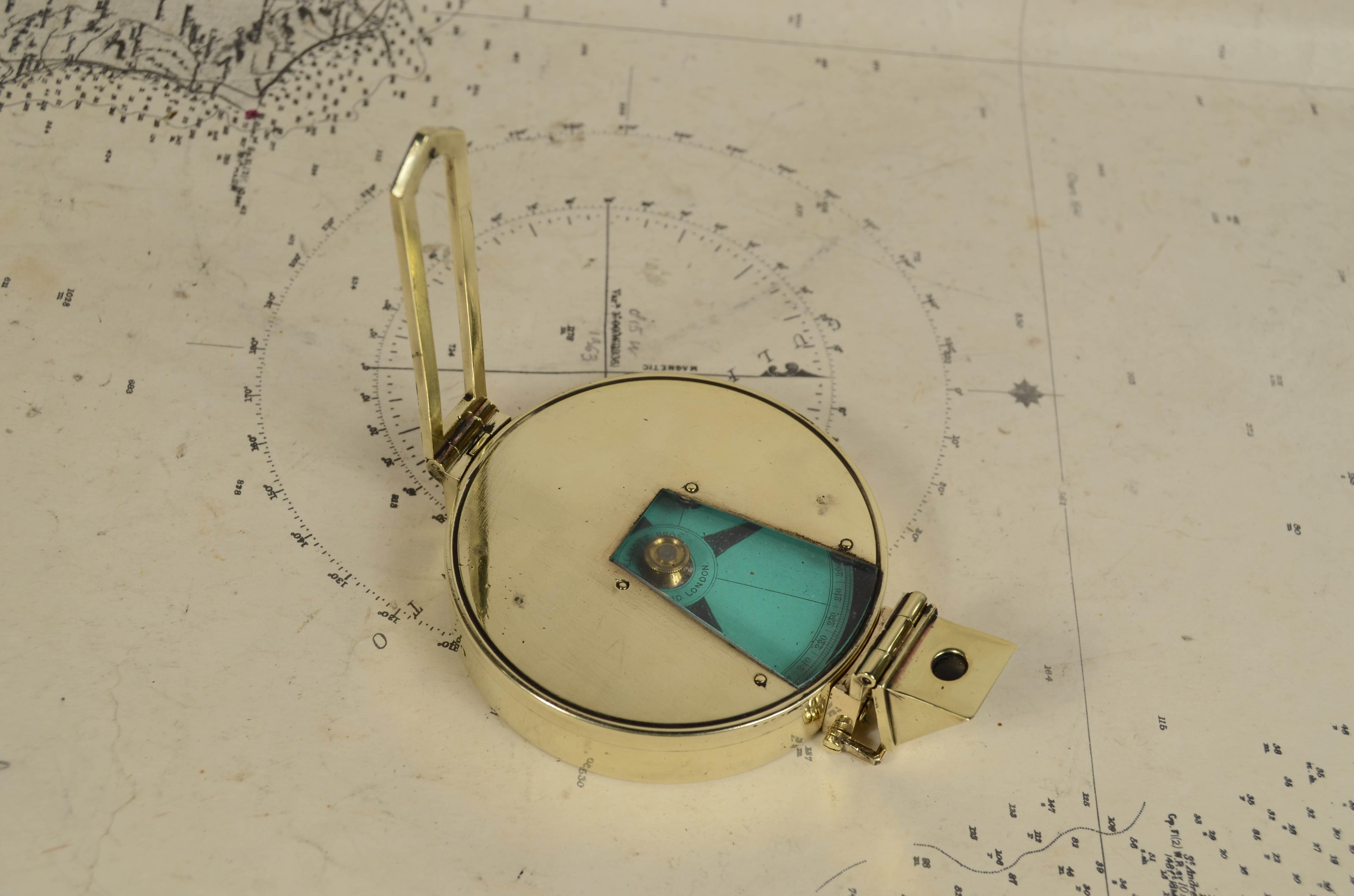 19th Century Compas magnétique nautique signé Elliott Bros London fin du 19ème siècle en vente