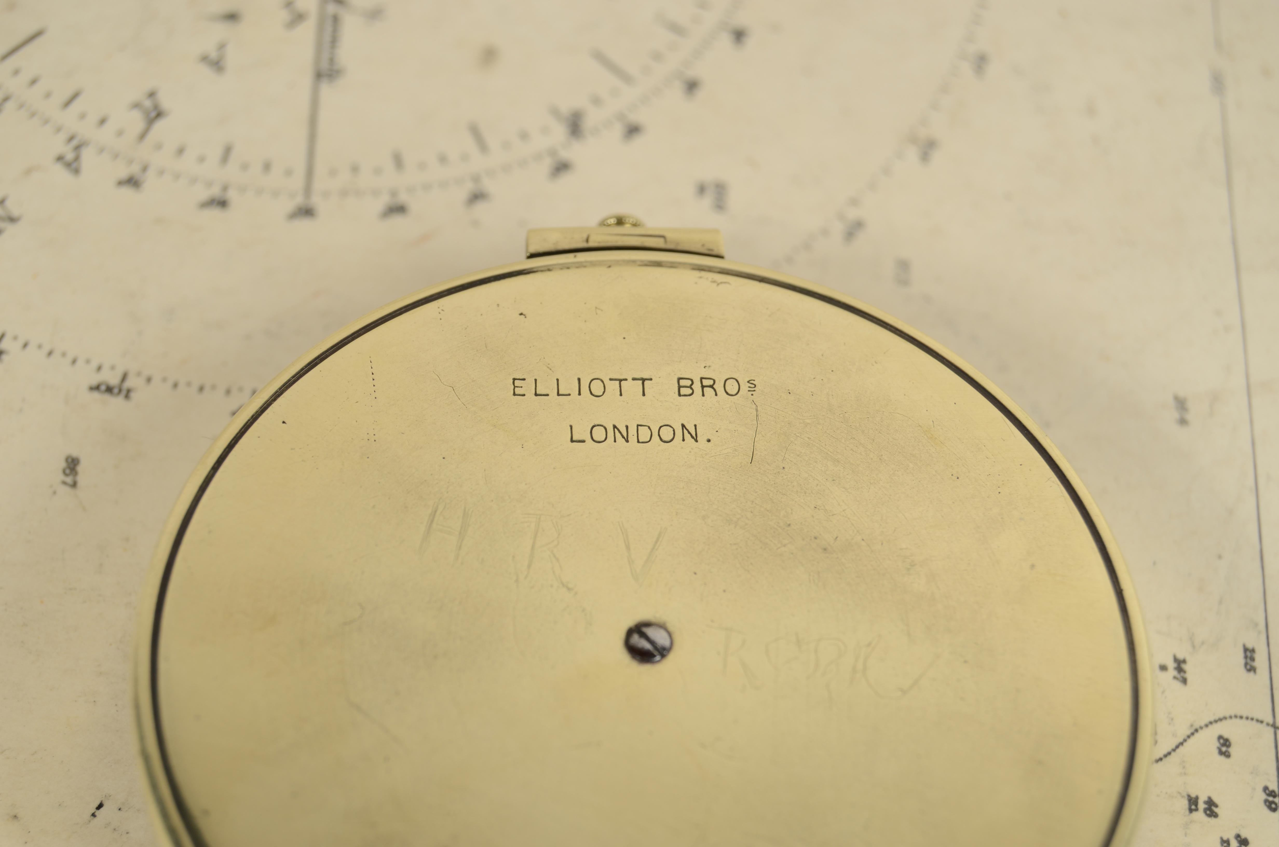 Nautical survey magnetic compass signed Elliott Bros London late 1800s For Sale 4