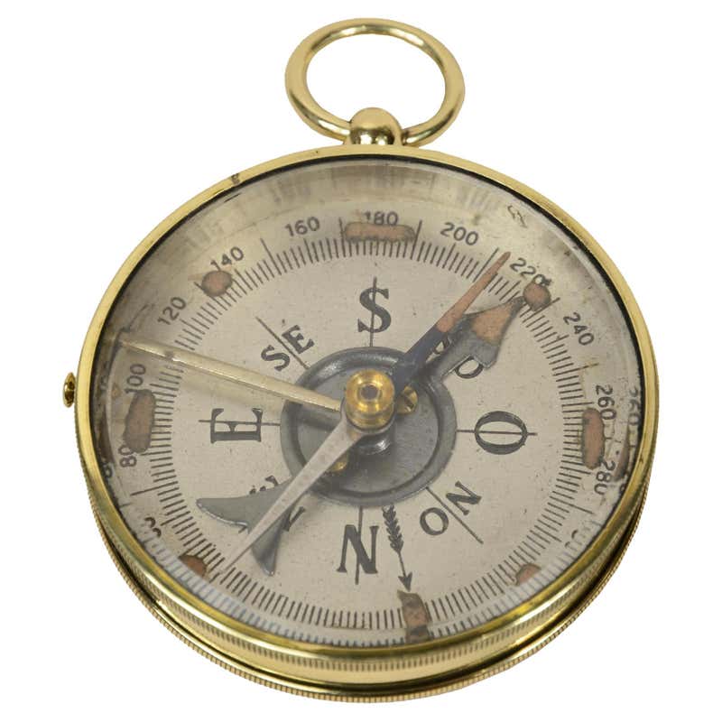 1918s Small Brass Magnetic Pocket Compass Signed Negretti and Zambra ...