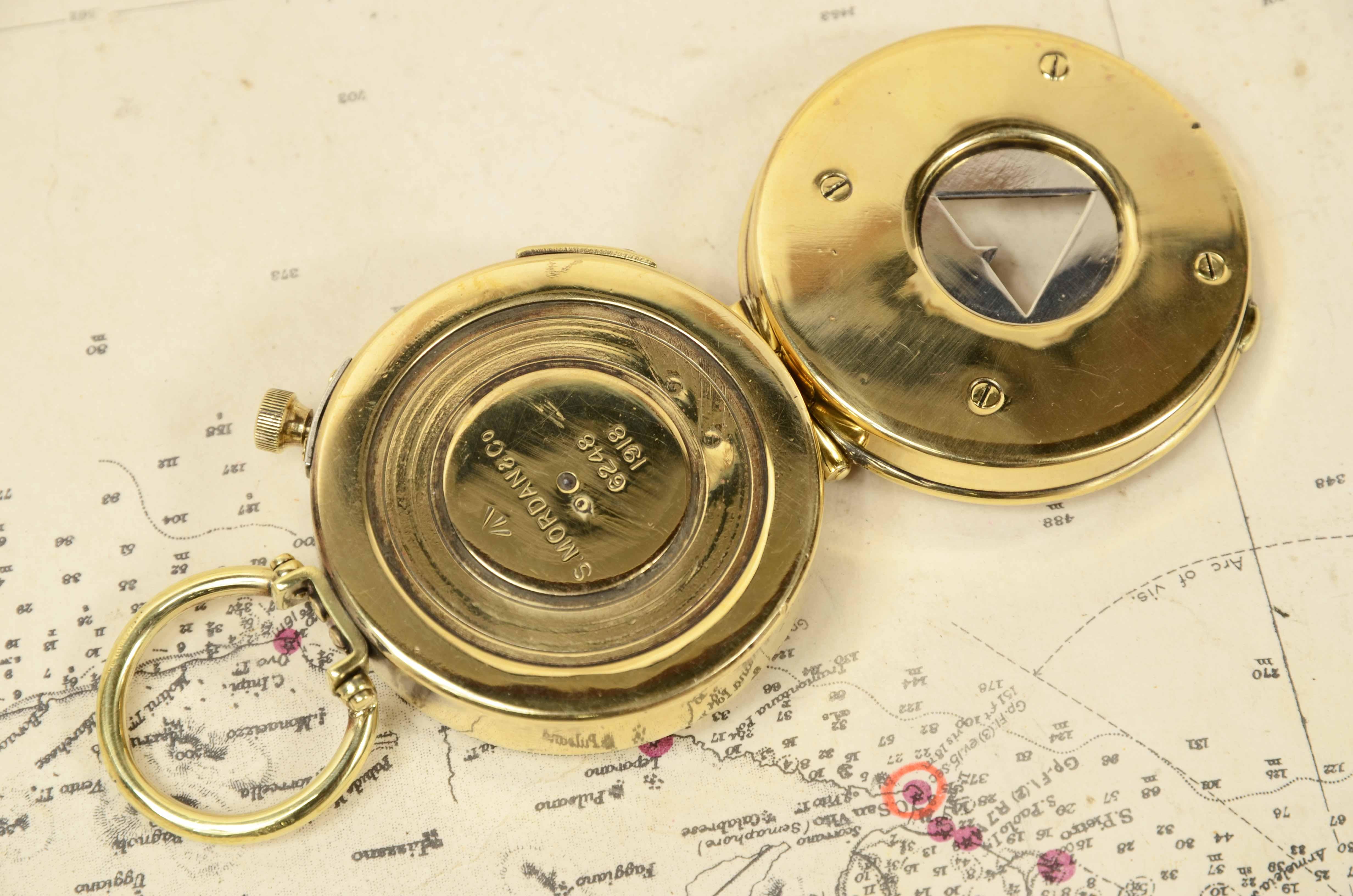 Bussola nautica da tasca in ottone del 1918  firmata S. Mordan & Co n. 6248. 3