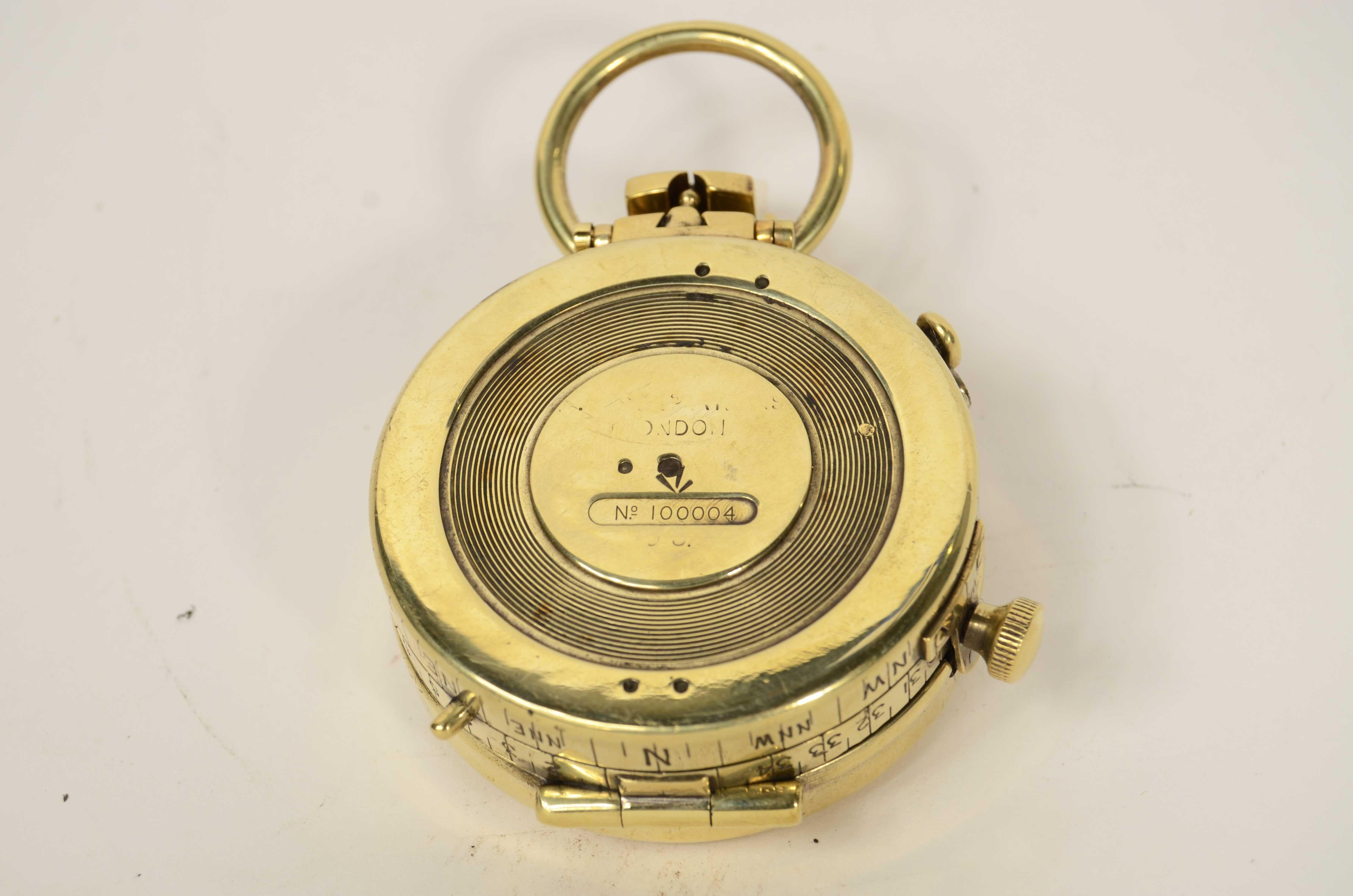 1917 Verner's Pattern brass prismatic surveying compass For Sale 5