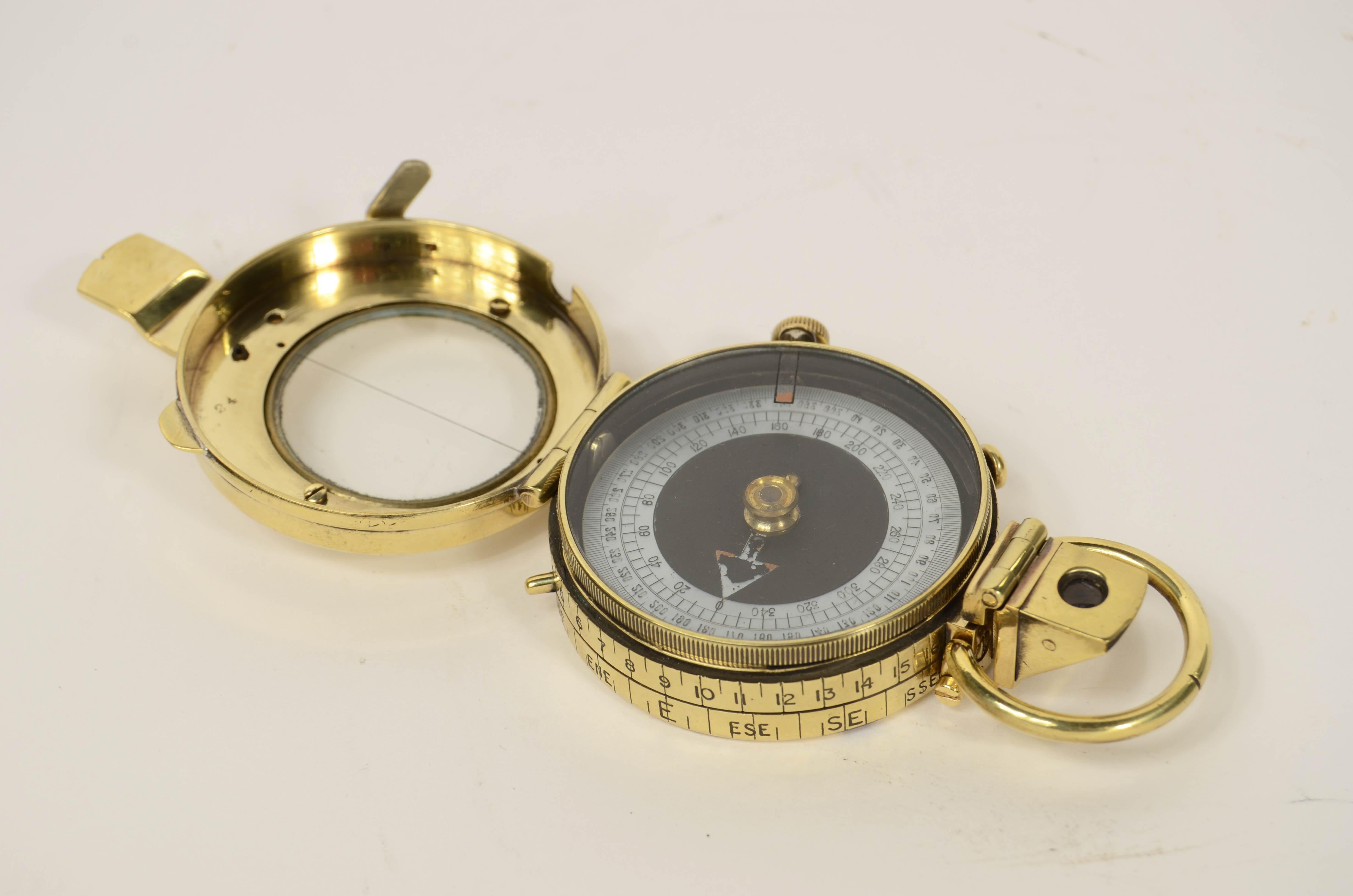 Brass 1917 Verner's Pattern brass prismatic surveying compass For Sale