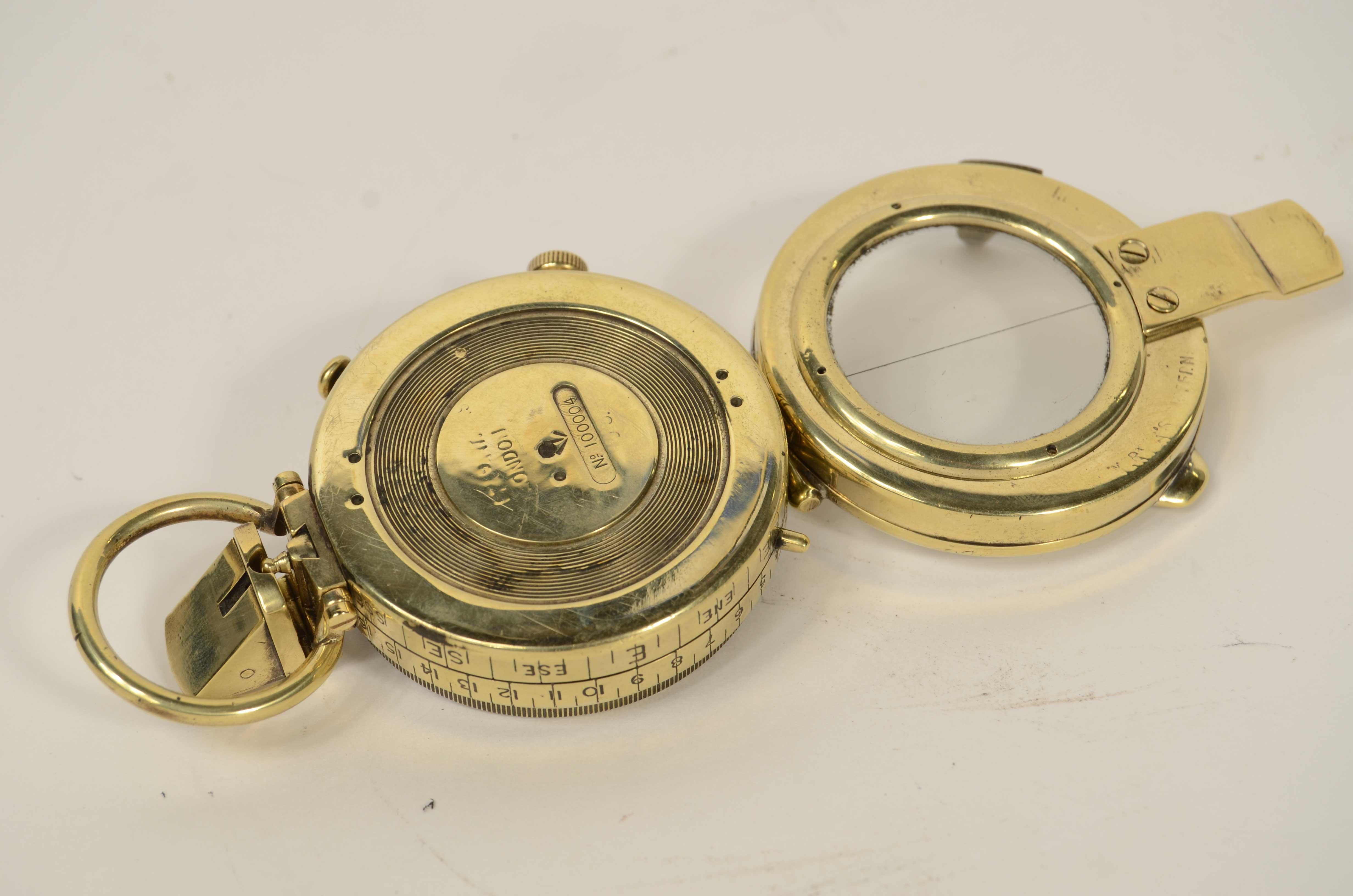 1917 Verner's Pattern brass prismatic surveying compass For Sale 4