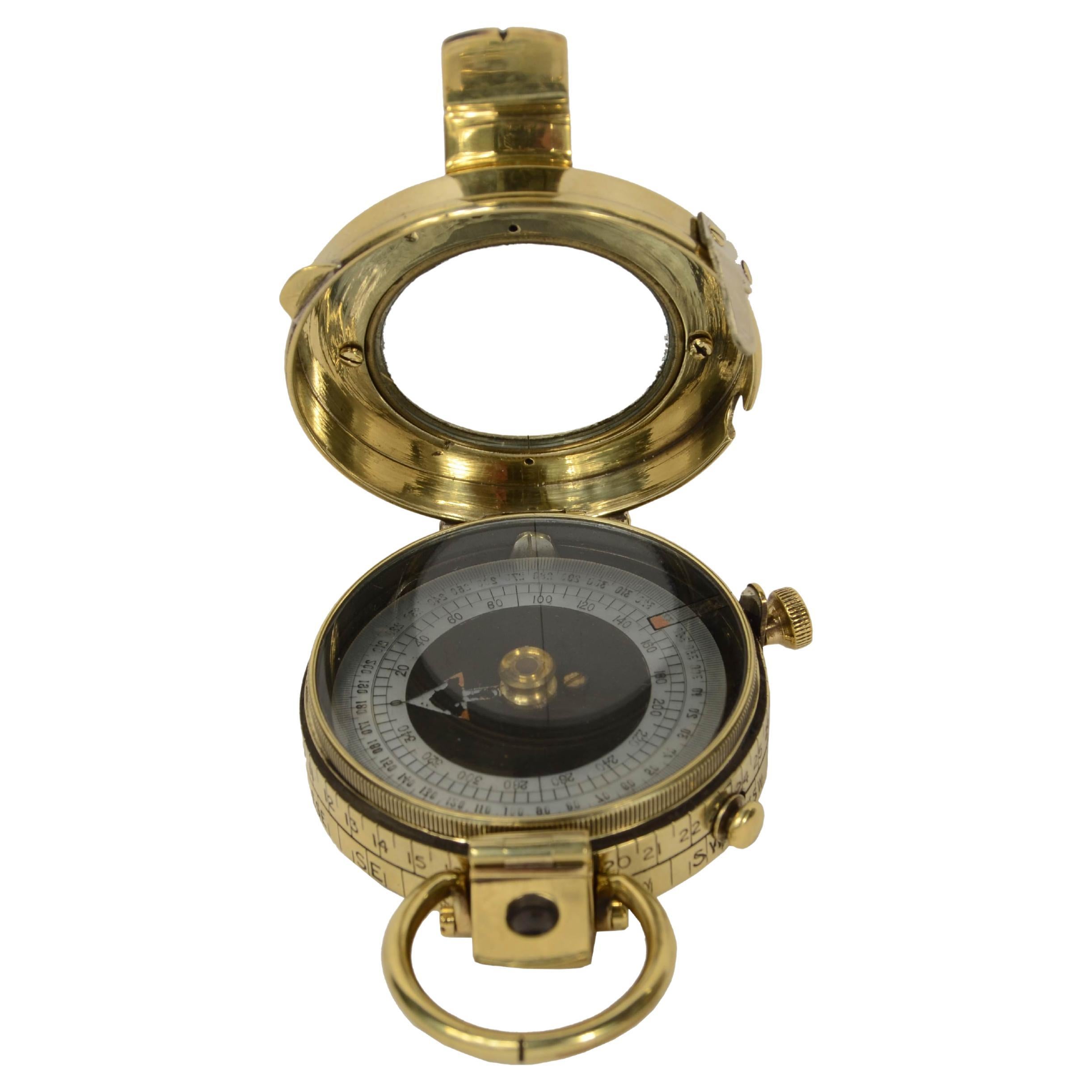 1917 Verner's Pattern brass prismatic surveying compass For Sale