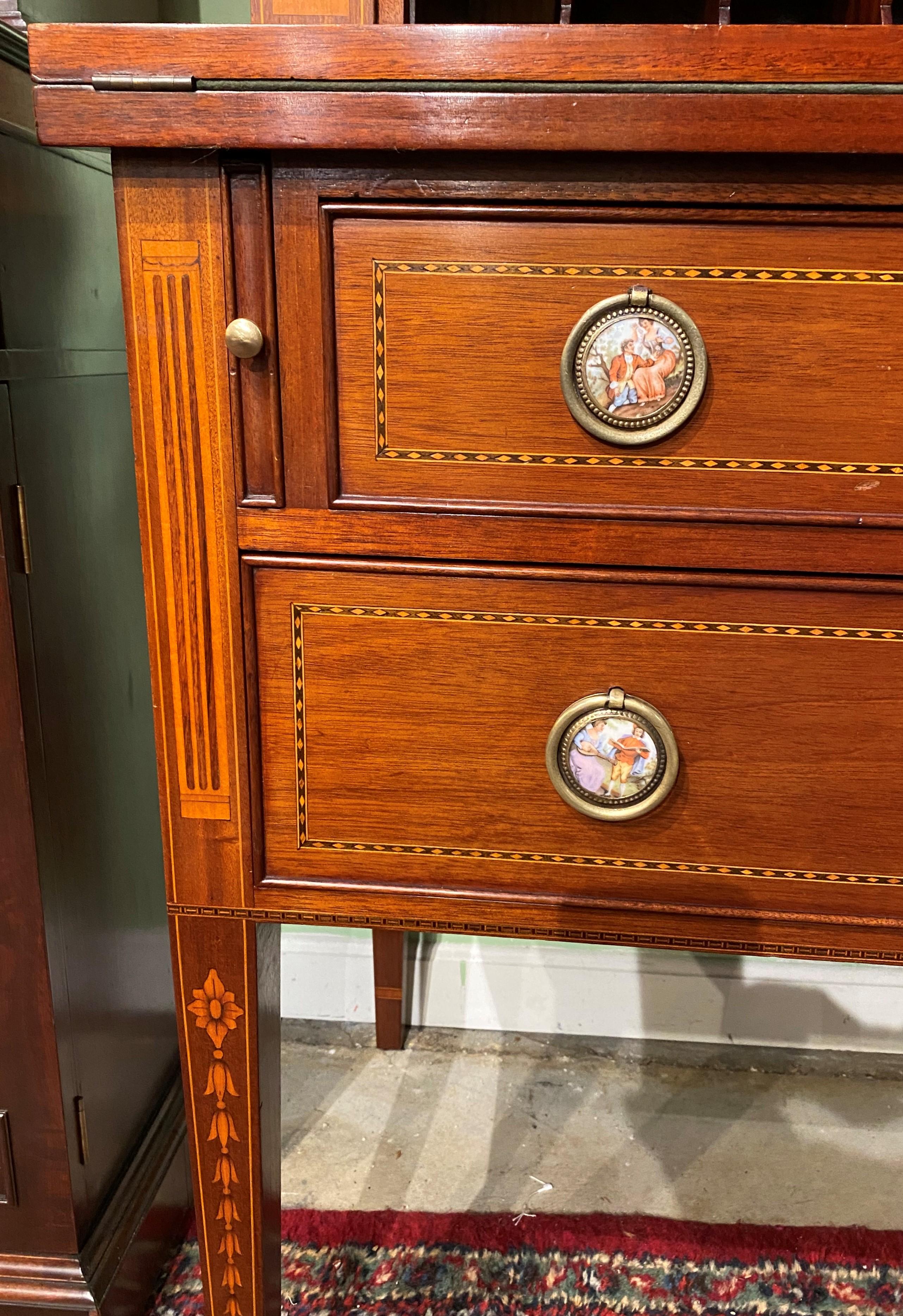 Bussolini Brothers Custom Mahogany Tambour Desk, circa 1940s 2