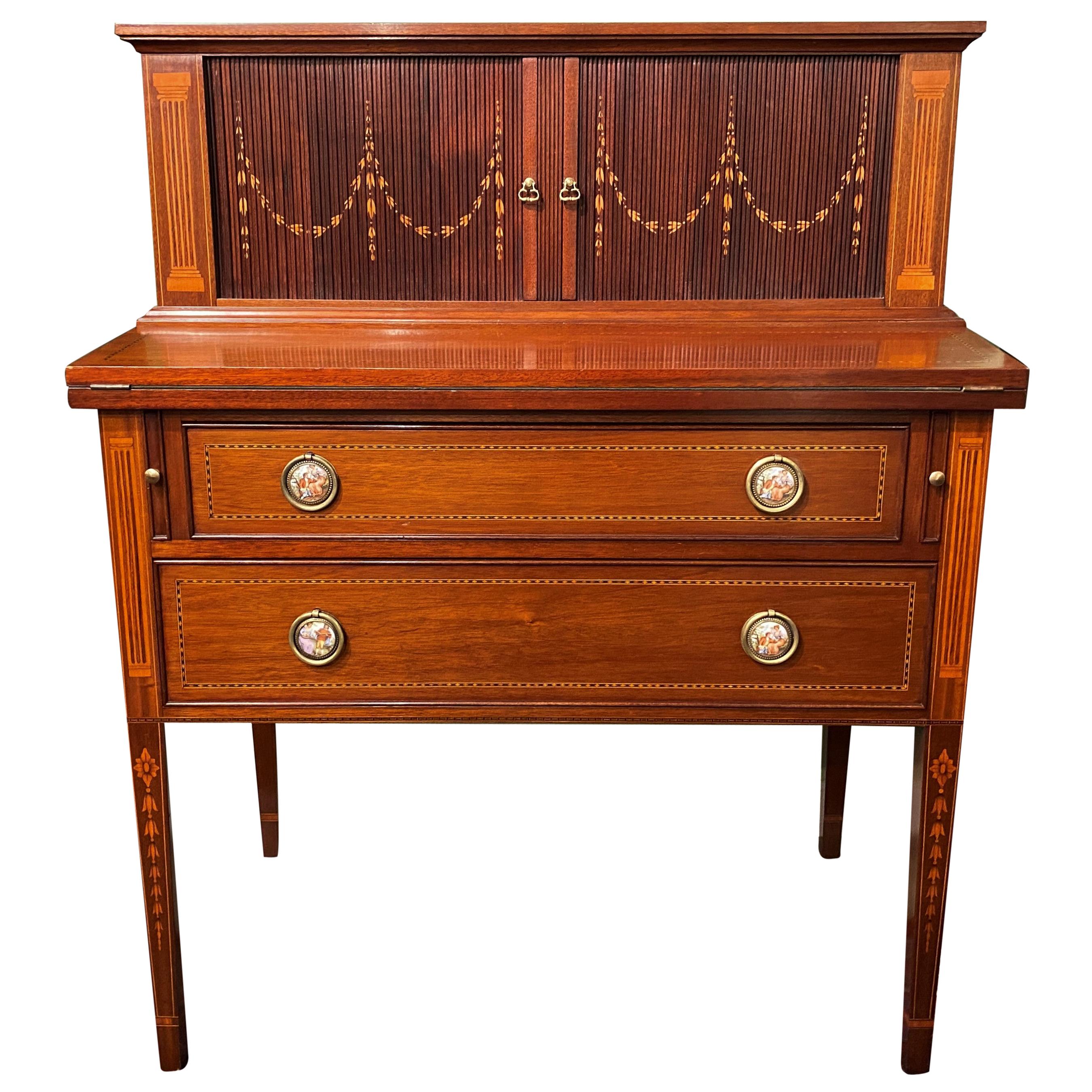 Bussolini Brothers Custom Mahogany Tambour Desk, circa 1940s