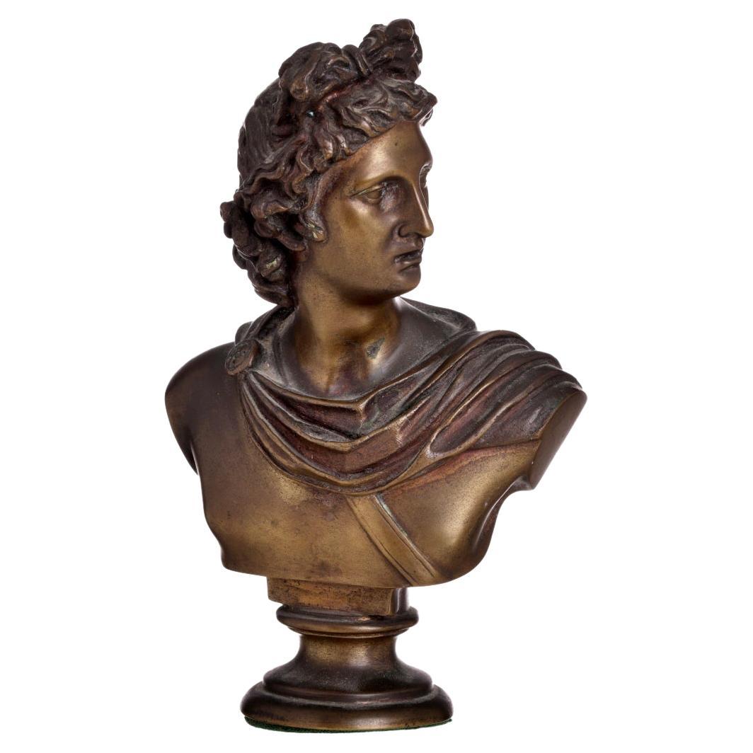 Bust "Apollo Belvedere" Italian Sculpture 20th Century in Bronze