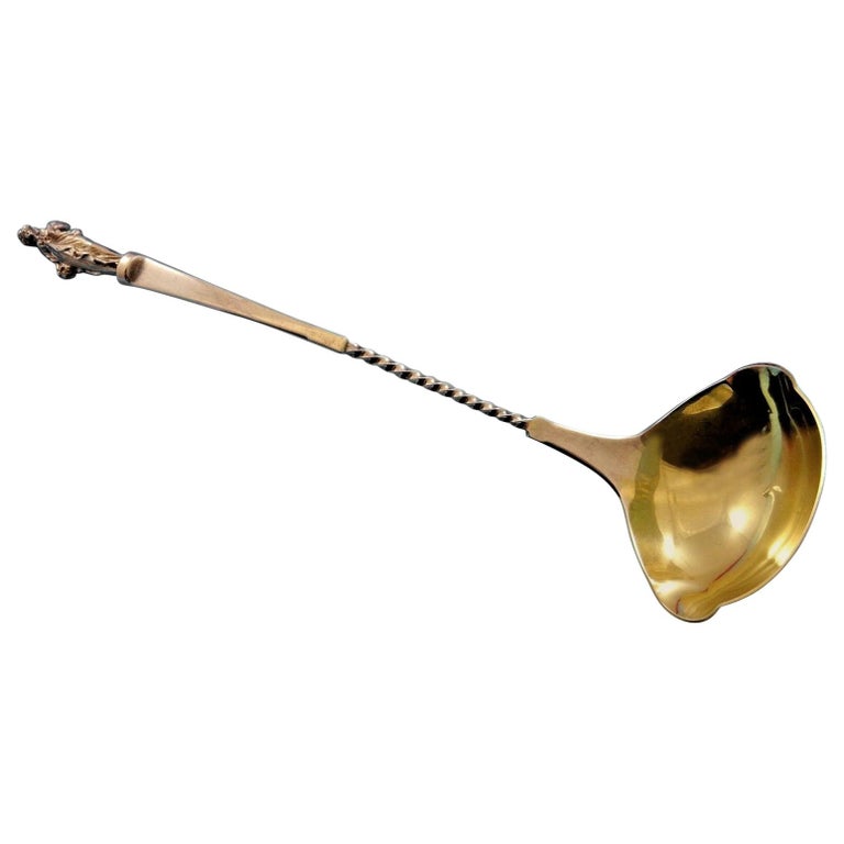 Bust by Gorham Coin Silver Punch Ladle Gold Washed 3D Figural For Sale