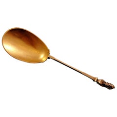 Bust by Gorham Sterling Silver Berry Spoon Gold Washed 3D Figural