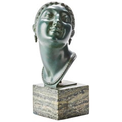 Bust by Olof Ahlberg, Swedish Grace, Signed and Dated 1920