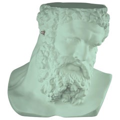 Bust Ercole "Don't Hear", Small Table/Sculpture, Ceramic, Neo Mint Color, Italy