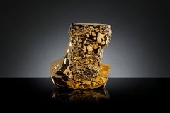 Bust Ercole, Small Table, Sculpture, in Ceramic, Gold 24-Karat, Italy