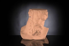 Bust Ercole"Don't Hear", Small Table/Sculpture, Ceramic, Cantaloupe Color, Italy
