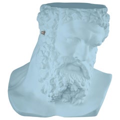 Bust Ercole"Don't Hear", Small Table/Sculpture, Ceramic, Purist Blue Color Italy
