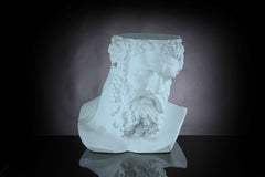 Bust Ercole « Don't Hear », petite table/sculpture, céramique, couleur bleu puriste, Italie