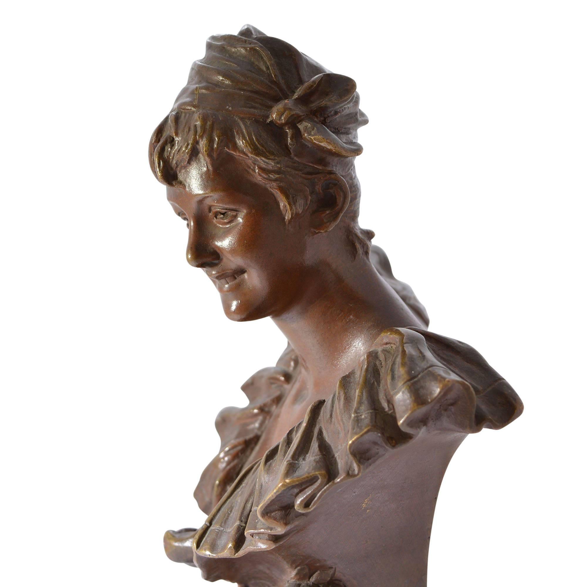Art Nouveau Bust from Model Pierrette by George Van der Straeten