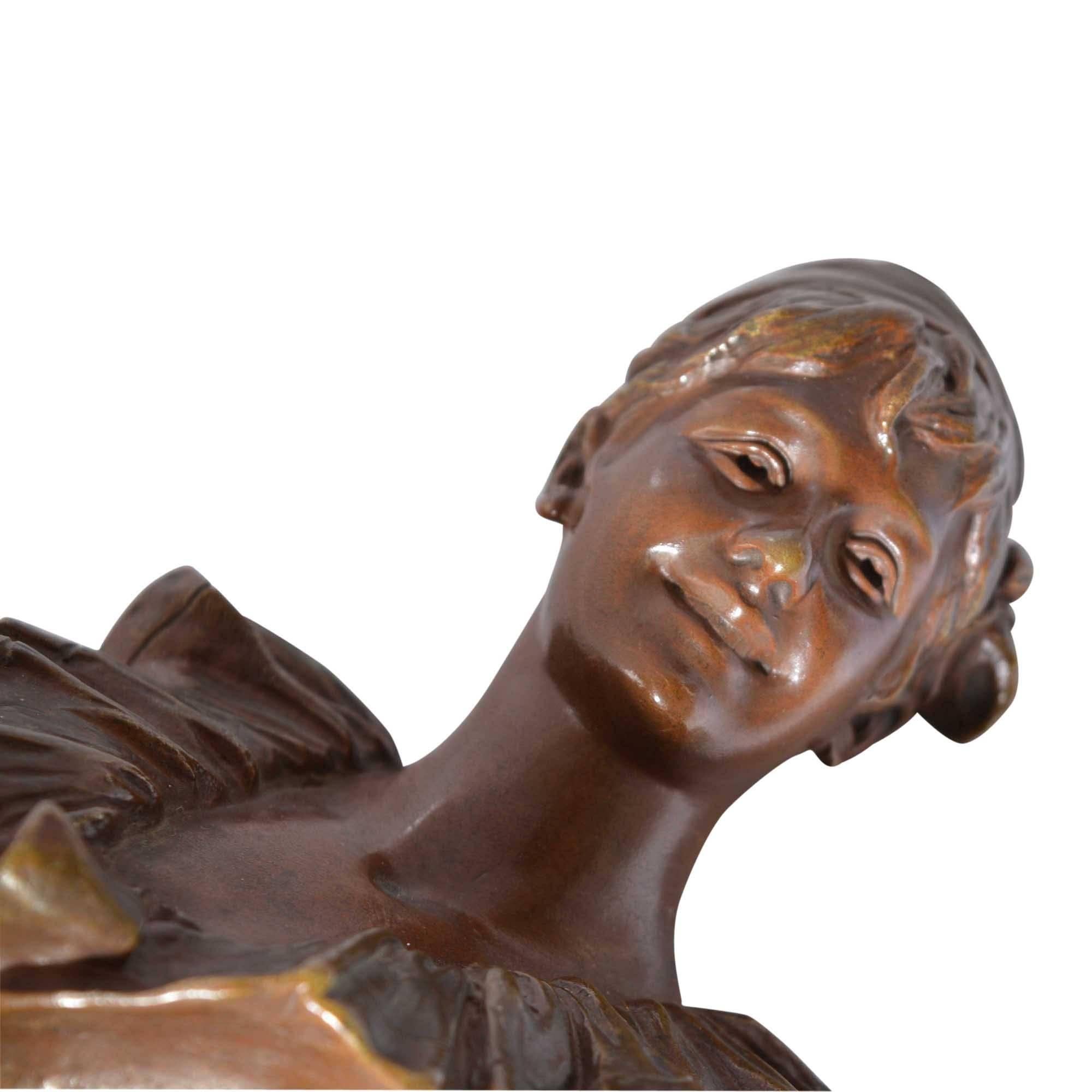 Bronze Bust from Model Pierrette by George Van der Straeten