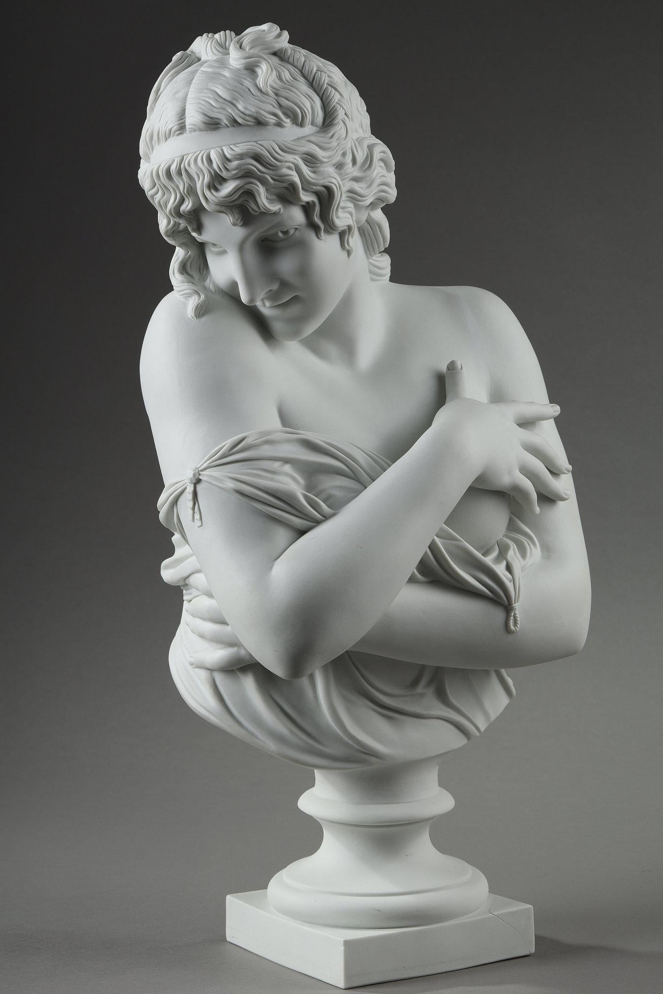 Busto in biscuit di Jean Antoine Houdon (1741-1828): modestia In condizioni buone in vendita a Paris, FR
