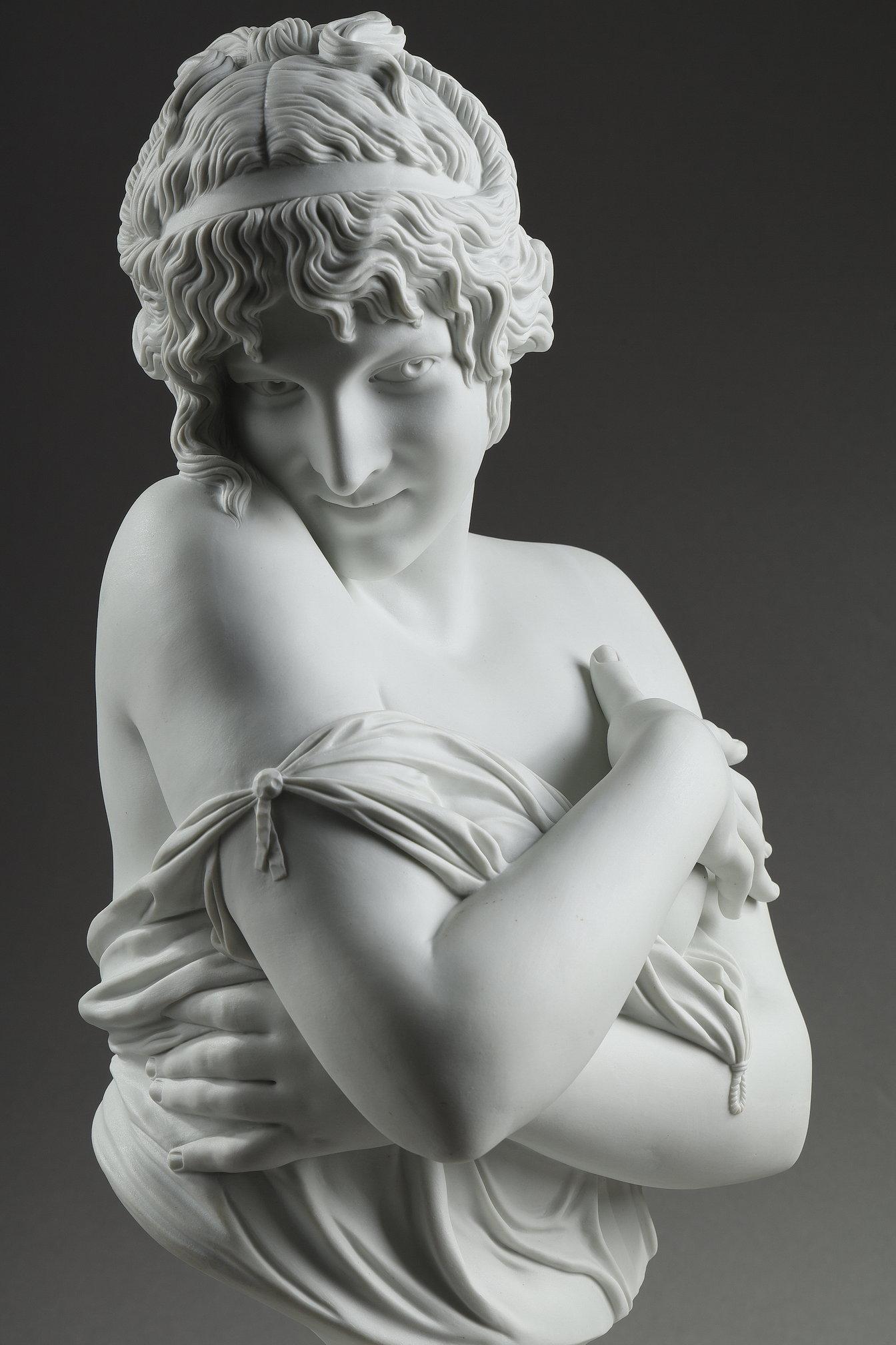 Busto in biscuit di Jean Antoine Houdon (1741-1828): modestia in vendita 2