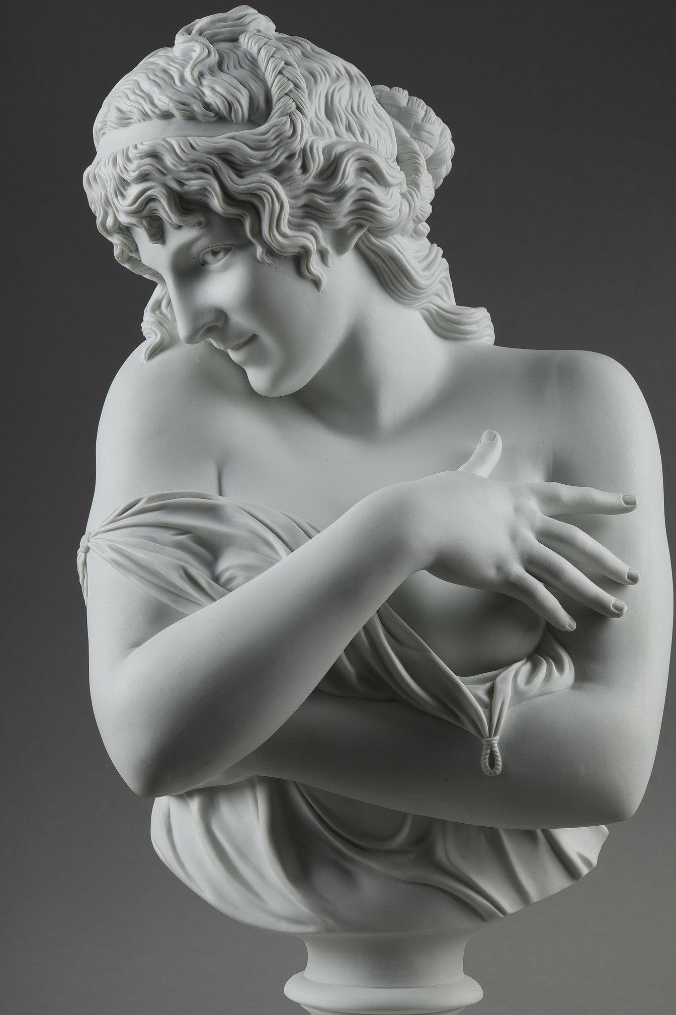 Busto in biscuit di Jean Antoine Houdon (1741-1828): modestia in vendita 3