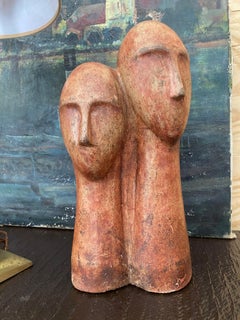 Bust in Terra Cotta of Two Figures (After Modigliani)