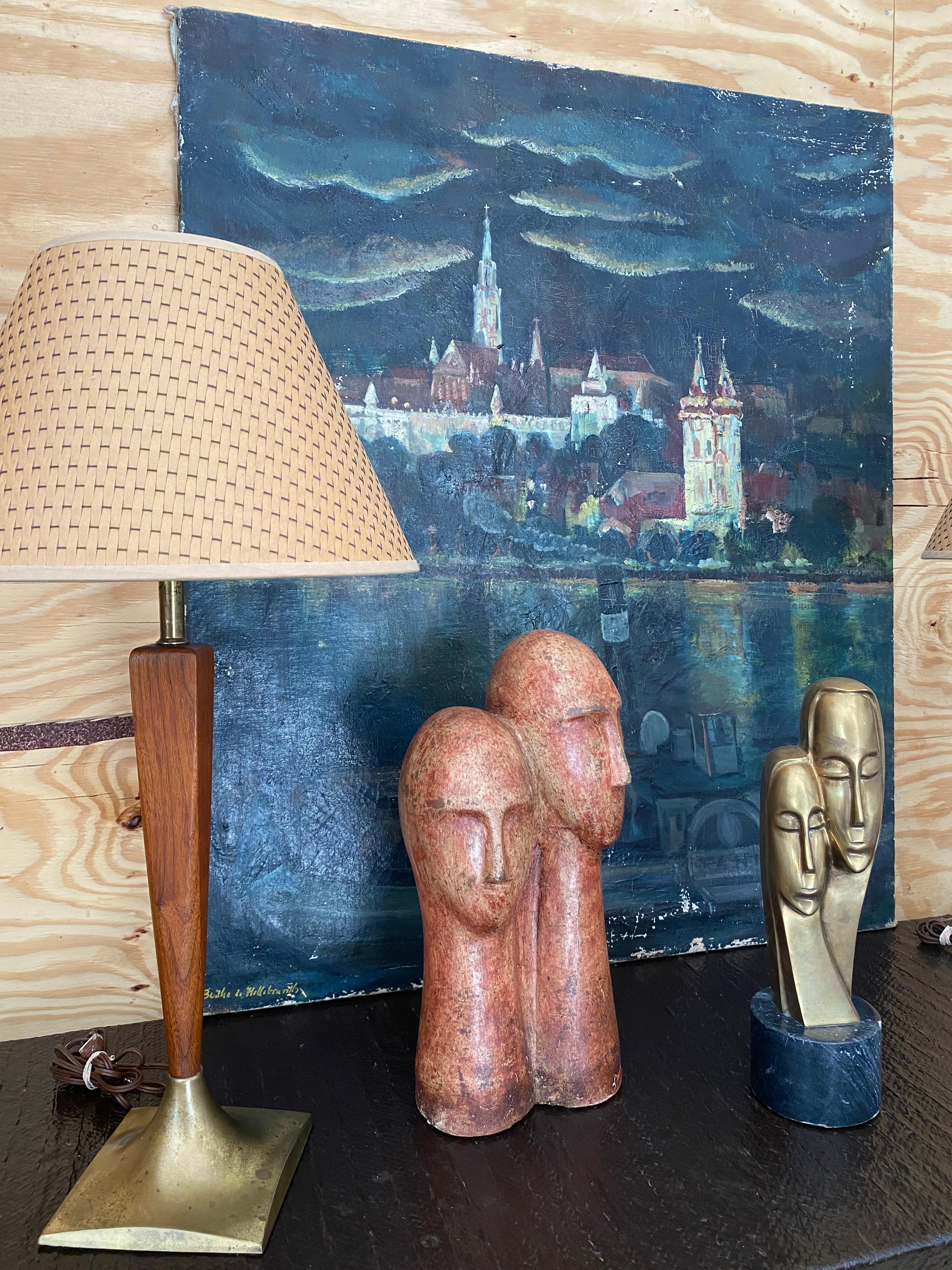 Mexican Bust in Terra Cotta of Two Figures (After Modigliani) For Sale