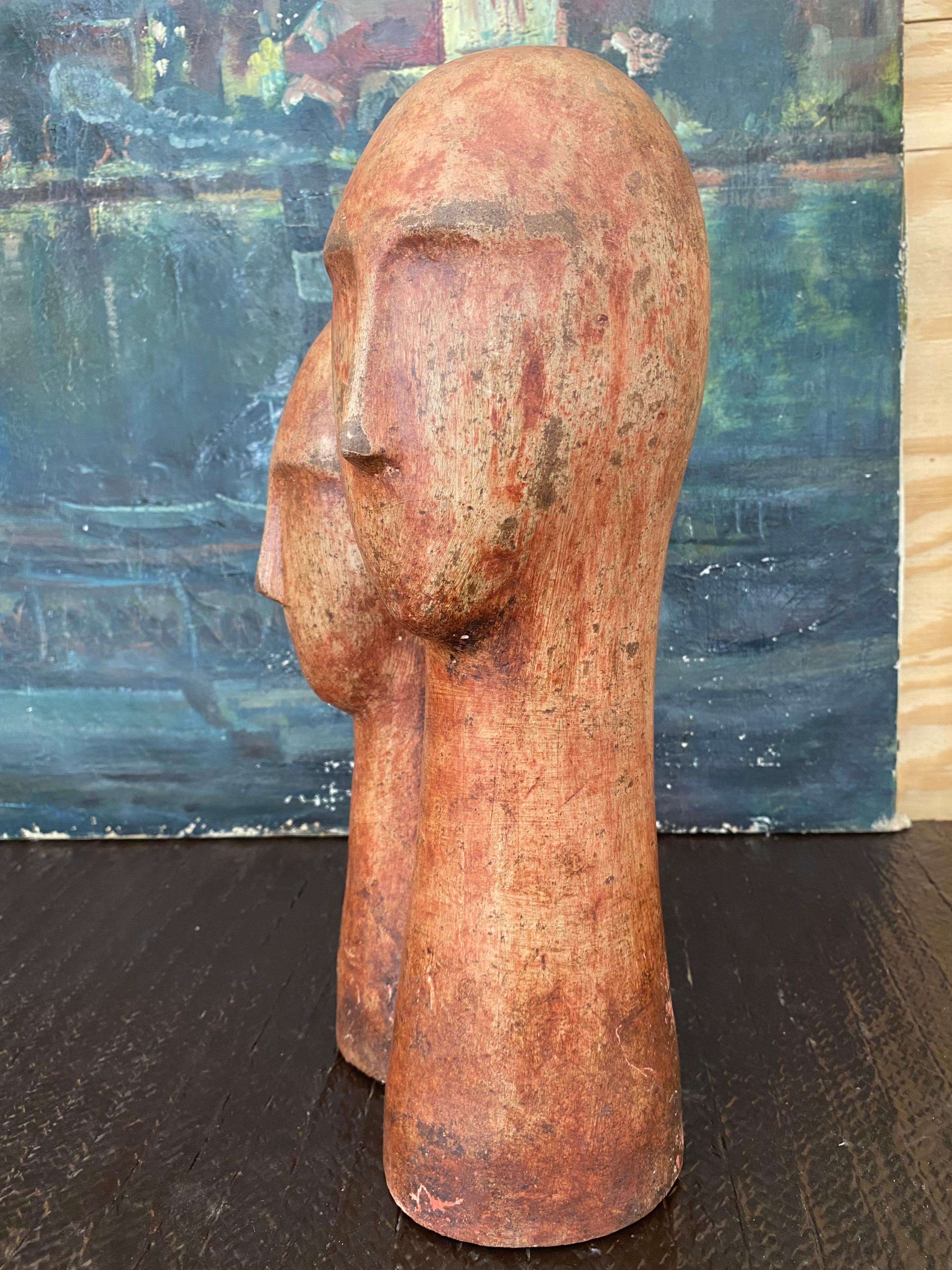 Terracotta Bust in Terra Cotta of Two Figures (After Modigliani) For Sale