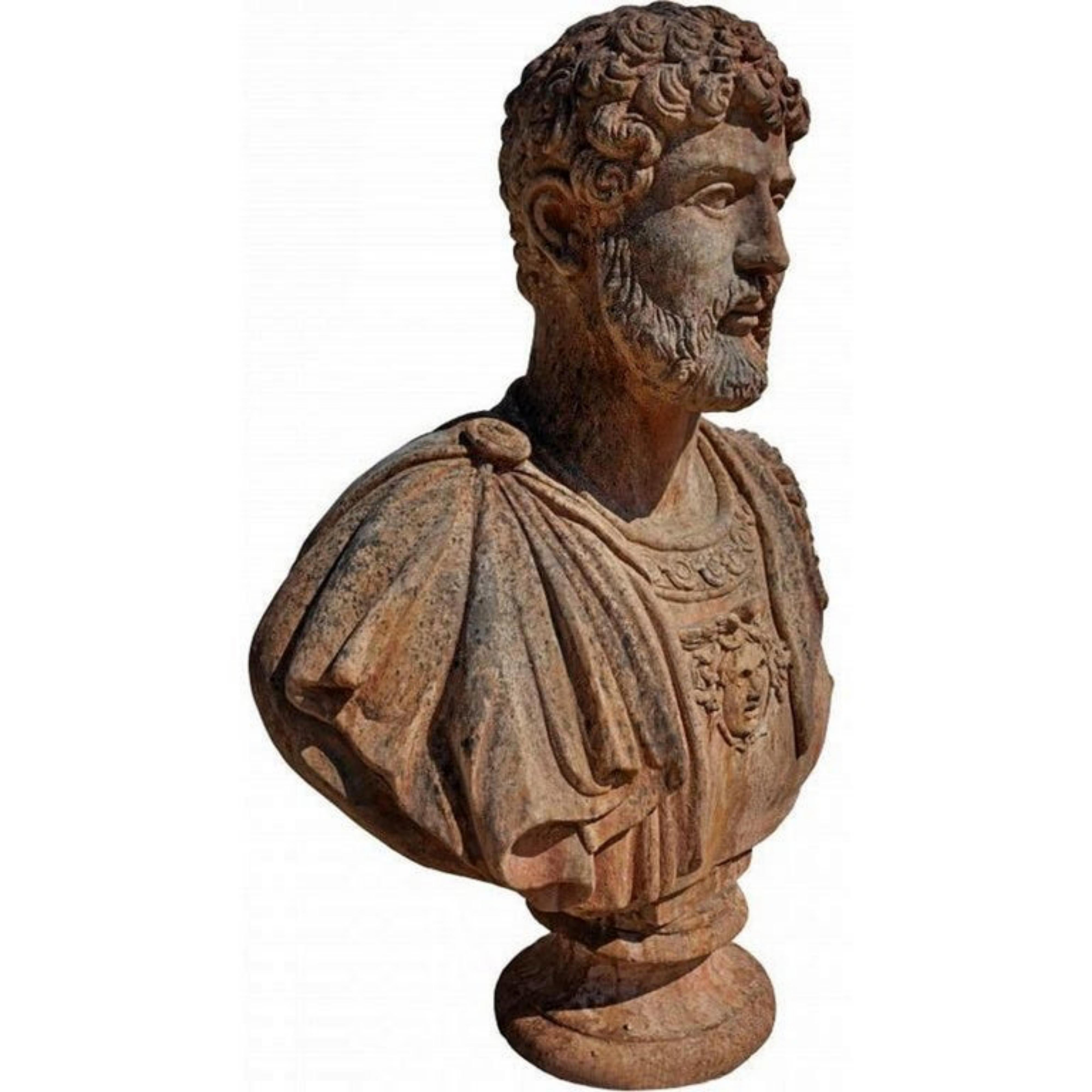 Italian Bust in Terracotta of Publio Elio Adriano Imperatore Began, 20th Century For Sale